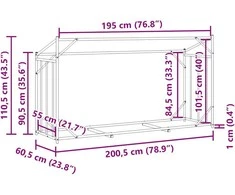 Stovas malkoms su apdangalu nuo lietaus, 200,5x60,5x110,5cm