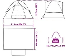 Stovyklavimo palapinė, mėlyna, dvivietė, kupolinė