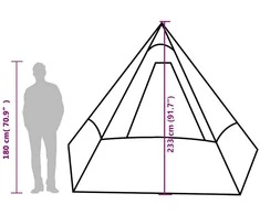Stovyklavimo palapinė, mėlyna, septynvietė, tipi dizaino