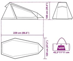 Stovyklavimo palapinė, mėlyna, vienvietė, tunelinė