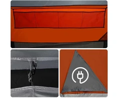 Stovyklavimo palapinė, pilka ir oranžinė, trivietė, tunelinė