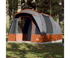 Stovyklavimo palapinė, pilka ir oranžinė, trivietė, tunelinė