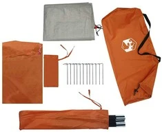 Stovyklavimo palapinė, pilka/oranžinė, keturvietė, kupolinė