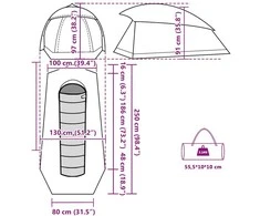 Stovyklavimo palapinė, pilka/oranžinė, vienvietė, kupolinė