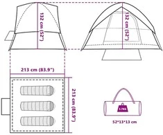 Stovyklavimo palapinė, žalia, trivietė, kupolinė