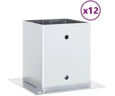 Stulpų pagrindai kvadratiniai, 12vnt., sidabriniai, 101x101mm