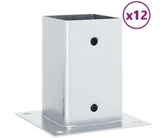 Stulpų pagrindai kvadratiniai, 12vnt., sidabriniai, 81x81mm