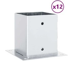 Stulpų pagrindai kvadratiniai, 12vnt., sidabriniai, 121x121mm