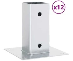 Stulpų pagrindai kvadratiniai, 12vnt., sidabriniai, 71x71mm