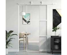 Stumdomos durys, baltos, 90x205cm, grūdintas stiklas/aliuminis