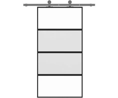 Stumdomos durys, juodos, 102,5x205cm, stiklas ir aliuminis