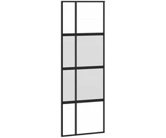 Stumdomos durys, juodos, 76x205cm, grūdintas stiklas/aliuminis