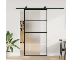 Stumdomos durys su furnitūra, juodos, 102,5x205 cm, ESG stiklas