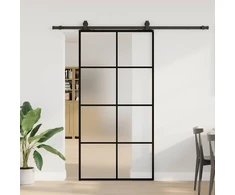 Stumdomos durys su furnitūra, juodos, 102,5x205 cm, ESG stiklas