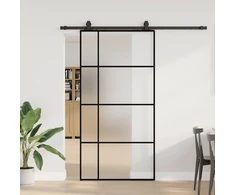 Stumdomos durys su furnitūra, juodos, 102,5x205 cm, ESG stiklas