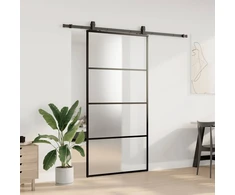 Stumdomos durys su furnitūra, juodos, 102,5x205 cm, ESG stiklas