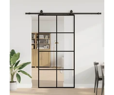 Stumdomos durys su furnitūra, juodos, 102,5x205 cm, ESG stiklas