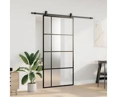Stumdomos durys su furnitūra, juodos, 102,5x205 cm, ESG stiklas