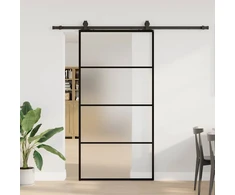 Stumdomos durys su furnitūra, juodos, 102,5x205 cm, ESG stiklas