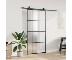 Stumdomos durys su furnitūra, juodos, 102,5x205 cm, ESG stiklas