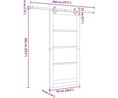 Slankios durys 93 x 202 cm Tvirtos pušies mediena ir stiklas