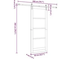 Slankios durys 83 x 202 cm Tvirtos pušies mediena ir stiklas