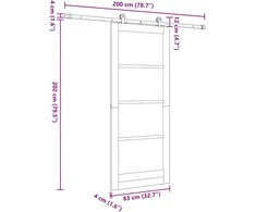 Slankios durys ORKDAL 83 x 202 cm Balta ir juoda