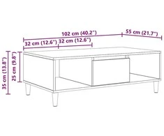Kavos staliukas Juodas ąžuolas 102 x 55 x 35 cm