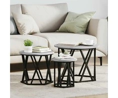 Nesting šoninis stalas 3 pcs Pilkas Sonoma