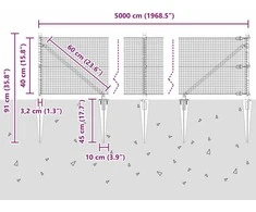 Suvirintas vielinis tvoras su smailiais galais 50 x 0,4 m Pilka