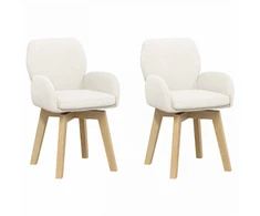 Sukamos valgomojo kėdės 2 pcs Bouclé Kreminė 54 x 58 x 87 cm