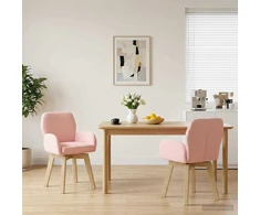 Sukamos valgomojo kėdės 2 pcs Bouclé Rožinė 54 x 58 x 87 cm