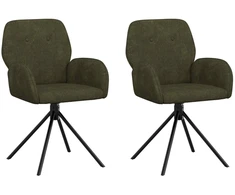 Sukamos valgomojo kėdės 2 pcs Dirbtinė suedė oda Armijos Žalia