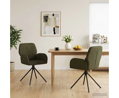 Sukamos valgomojo kėdės 2 pcs Dirbtinė suedė oda Armijos Žalia