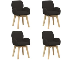 Sukamos valgomojo kėdės 4 pcs Bouclé Juoda 54 x 58 x 87 cm