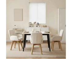 Sukamos valgomojo kėdės 4 pcs Bouclé Kreminė 54 x 58 x 87 cm