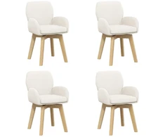 Sukamos valgomojo kėdės 4 pcs Bouclé Kreminė 54 x 58 x 87 cm