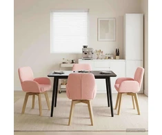 Sukamos valgomojo kėdės 4 pcs Bouclé Rožinė 54 x 58 x 87 cm