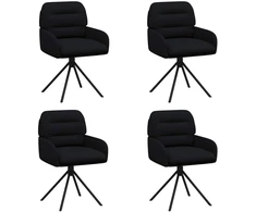 Sukamos valgomojo kėdės 4 pcs Dirbtinė oda Juoda
