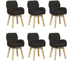 Sukamos valgomojo kėdės 6 pcs Bouclé Juoda 54 x 58 x 87 cm