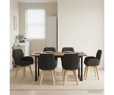 Sukamos valgomojo kėdės 6 pcs Bouclé Juoda 54 x 58 x 87 cm