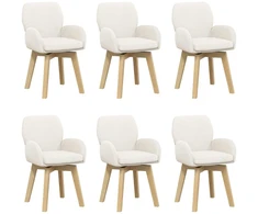 Sukamos valgomojo kėdės 6 pcs Bouclé Kreminė 54 x 58 x 87 cm