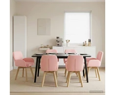 Sukamos valgomojo kėdės 6 pcs Bouclé Rožinė 54 x 58 x 87 cm