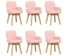 Sukamos valgomojo kėdės 6 pcs Bouclé Rožinė 54 x 58 x 87 cm