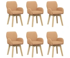 Sukamos valgomojo kėdės 6 pcs Bouclé Smėlio 54 x 58 x 87 cm