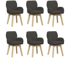 Sukamos valgomojo kėdės 6 pcs Bouclé Tamsiai pilka