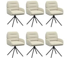 Sukamos valgomojo kėdės 6 pcs Dirbtinė oda Kreminė