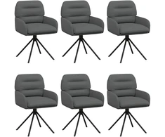 Sukamos valgomojo kėdės 6 pcs Dirbtinė oda Pilka