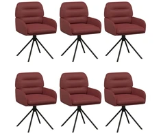 Sukamos valgomojo kėdės 6 pcs Dirbtinė oda Vyno raudona