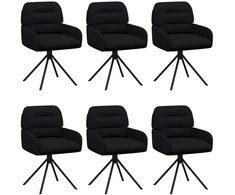 Sukamos valgomojo kėdės 6 pcs Dirbtinė oda Juoda